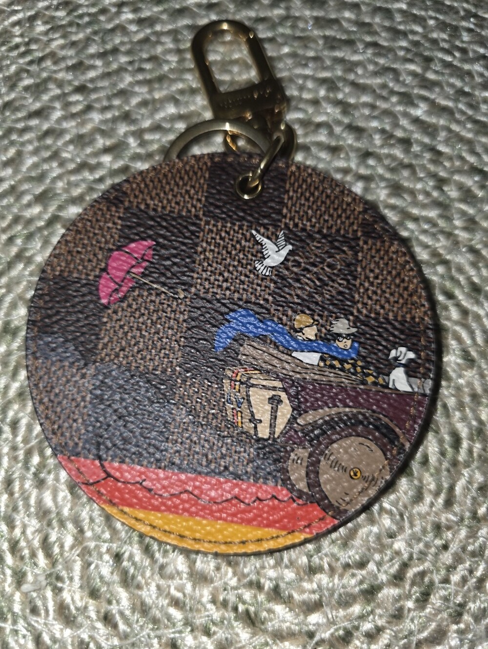Pre-owned Louis Vuitton Damier Canvas Illustre Travel bag charm/key holder